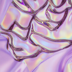 Canvas Print - Iridescent abstract shapes on a light purple background