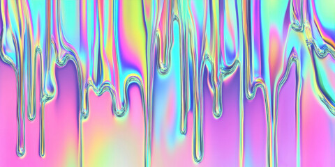Canvas Print - Iridescent dripping liquid metal