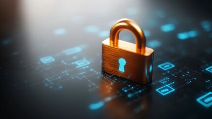 Poster - Digital Security Concept with Lock on Technology Background Representing Data Protection and Cybersecurity Initiatives
