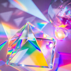 Poster - Beautiful crystals reflecting rainbow light
