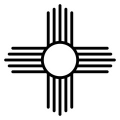 Poster - Sleek Black Sun Symbol Geometric Rays Zia Pueblo