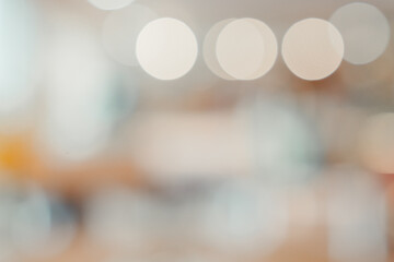 Poster - Soft Focus Abstract Background with Colorful Bokeh Effect in Modern Cafe Atmosphere
