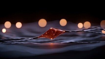 Poster - Abstract image of illuminated wire with glowing shapes enhancing background atmosphere with bokeh lights