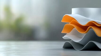 Poster - Vibrant Decorative Object with Flowing Curves in Modern Interior Setting for Creative and Artistic Inspiration