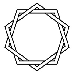 Poster - Intricate Black Hexagon Knot Geometric Pattern in Simple Outline