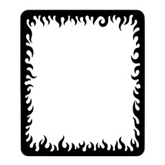Aufkleber - Fiery Frame: A stylized, black-edged frame adorned with dynamic flame patterns, creating a visually striking border for various design applications.