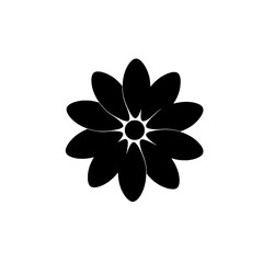 Aufkleber - Floral Silhouette: A captivating silhouette of a stylized flower, its elegant petals radiating from a central sunburst core.
