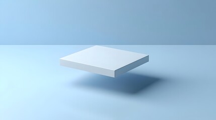 Fototapete - Minimalist floating square platform in a light blue environment, emphasizing simplicity and tranquility