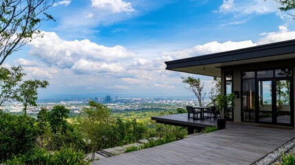 Aufkleber - Modern urban homes in thailand compact design natural landscape contemporary architecture scenic view