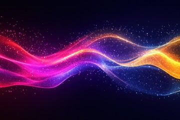 Poster - Vibrant light lines flow gracefully in shades of pink, purple, and orange against a dark backdrop, providing an enchanting visual display