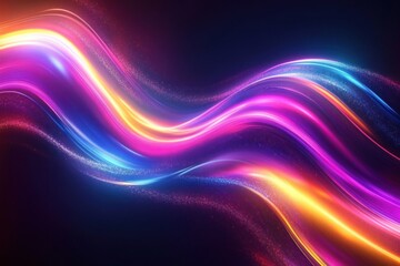 Poster - Colorful neon lights swirl and blend in an abstract design, creating a vibrant atmosphere with a sense of energy and motion