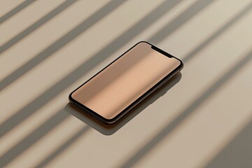 Fototapete - Mock Up of a Smartphone Isolated on a Background with Shadow 3D Rendering