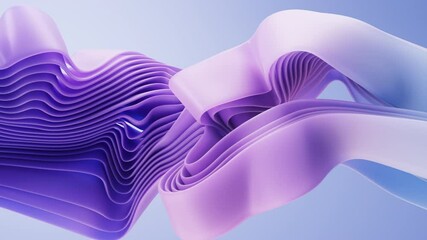 Poster - Flowing gradient purple curve ribbons background, 3d rendering.