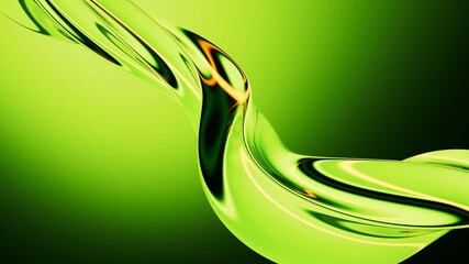 Poster - Abstract green gradient curve glass background, 3d rendering.