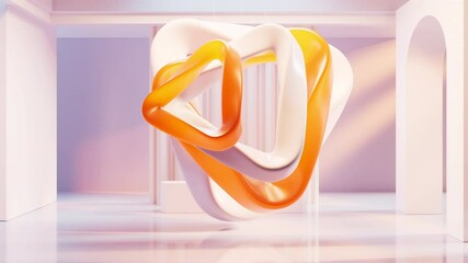 Poster - empty building structure with creative curve geometries, 3d rendering.