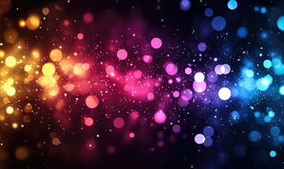 Poster - Abstract background with vibrant bokeh lights in various colors, including yellow, orange, pink, blue, and purple