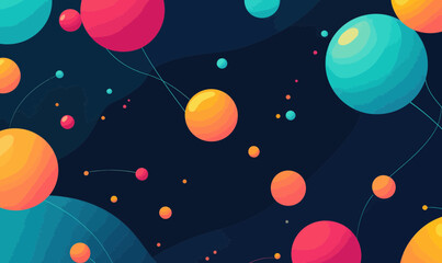 Poster - Vibrant Molecular Structure Vector Background with 3D Atoms and Particles for Science and Chemistry
