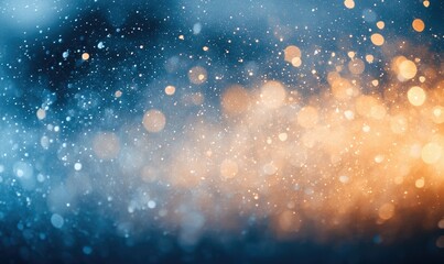 Poster - Abstract bokeh background with blue and orange glittery lights, perfect for holiday or festive design elements