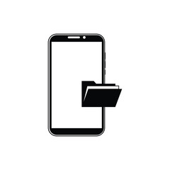 Fototapete - Mobile Sharing file folder icon in black flat glyph, filled style isolated on white background