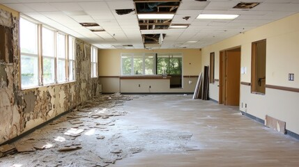 Poster - A half-built hospital with unfinished floors and open spaces waiting for interior work.