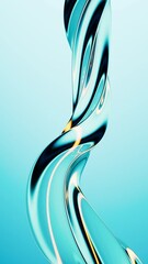 Poster - Abstract blue gradient curve glass background, 3d rendering.