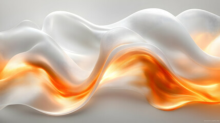 Poster - Abstract White And Orange Flowing Waves Design