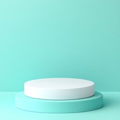 Poster - Minimalist White and Teal Circular Platform Display