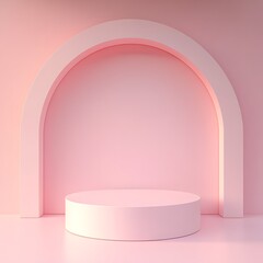 Poster - Pink Minimalist Product Display Platform Arch Background