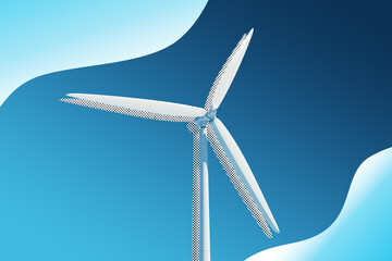 Poster - Windmill on blue background. 3D Rendering. 3D Rendering