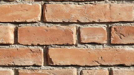 Poster - Close-up of a new brick wall drying, with mortar lines evenly distributed.