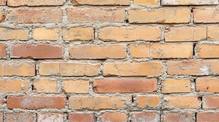 Poster - Close-up of a new brick wall drying, with mortar lines evenly distributed.