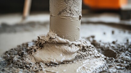 Poster - Close-up of viscous concrete mix smoothly spreading inside a structured mold.