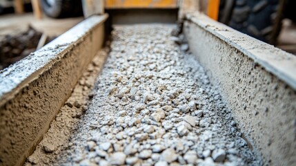 Poster - Close-up of viscous concrete mix smoothly spreading inside a structured mold.