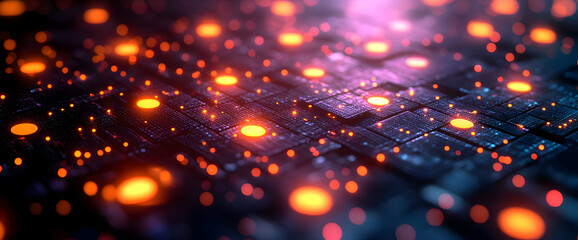 Poster - Abstract Glowing Digital Circuit Pattern
