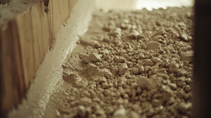 Poster - Concrete pouring process in high detail, showing individual gravel particles within the mix.