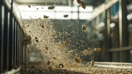 Poster - Concrete pouring process in high detail, showing individual gravel particles within the mix.