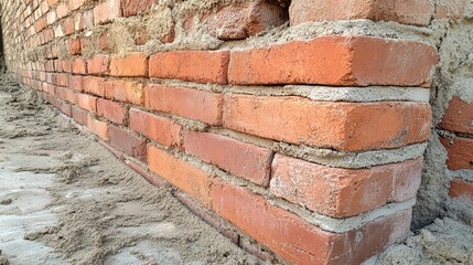 Poster - Freshly laid bricks with excess mortar being smoothed out for a clean finish.
