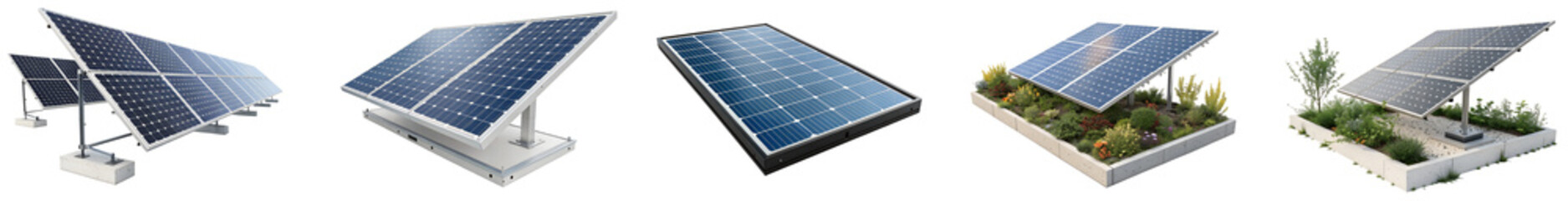 Solar panels showcasing various designs and setups