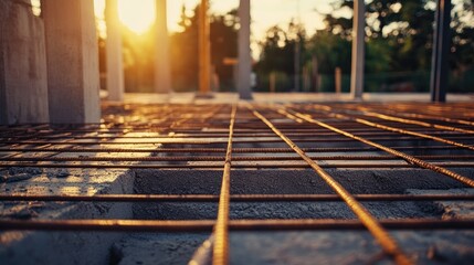 Poster - Newly poured concrete forming the foundation for a large-scale construction project.