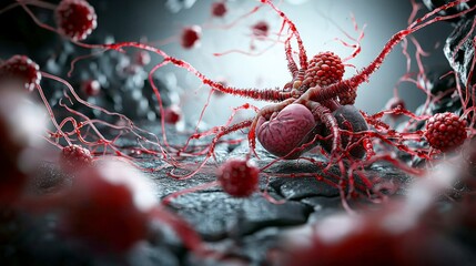 Poster - Echinococcus granulosus action microbial environment science illustration detailed view pathogen dynamics