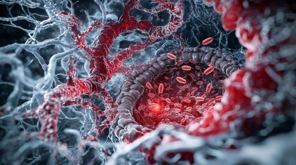 Poster - Close-up on intestinal flukes intricate digital visualization of their microbial parasitic world