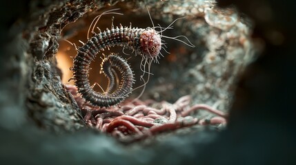 Poster - Exploring taenia solium a detailed study of a parasite micro environments scientific illustration close up
