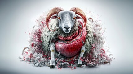Poster - Gastric worm infestation in sheep scientific study digital illustration laboratory close-up educational insight