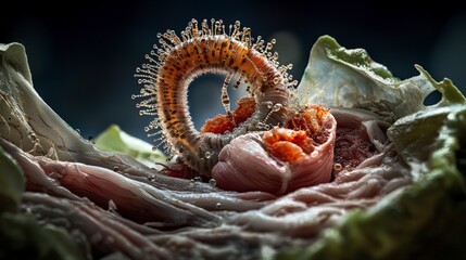 Leinwandbilder - Intricate microorganisms in botanical setting scientific context nature close-up tric representation