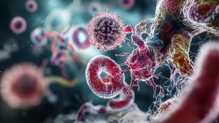Aufkleber - Close-up scientific illustration of entamoeba histolytica in a digital laboratory environment