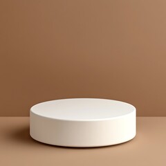 Poster - White Cylindrical Platform on Brown Background