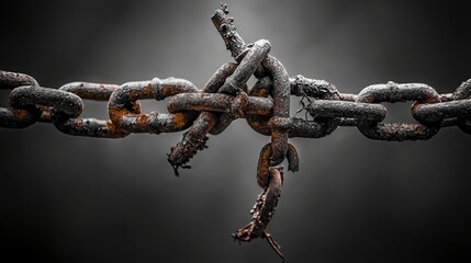 Aufkleber - Artistic study of rusted chain links in black and white textural exploration in an industrial setting