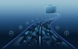 © Sohail - Business Journey Illustration: A vibrant illustration of a road merging with the circuit board, suggesting the journey of business, leadership and technology.