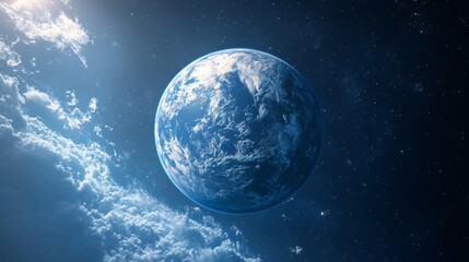 Wall Mural - planet earth. blue world. universe scene. clouds and stars. space view. sphere in cosmos. scenic sky