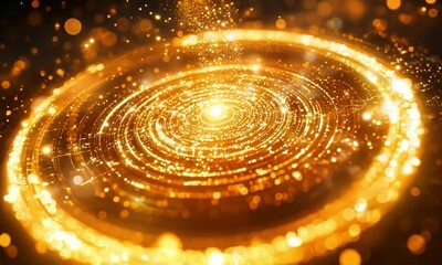 Wall Mural - Golden Galaxy Spiral with Glowing Dust and Cosmic Energy